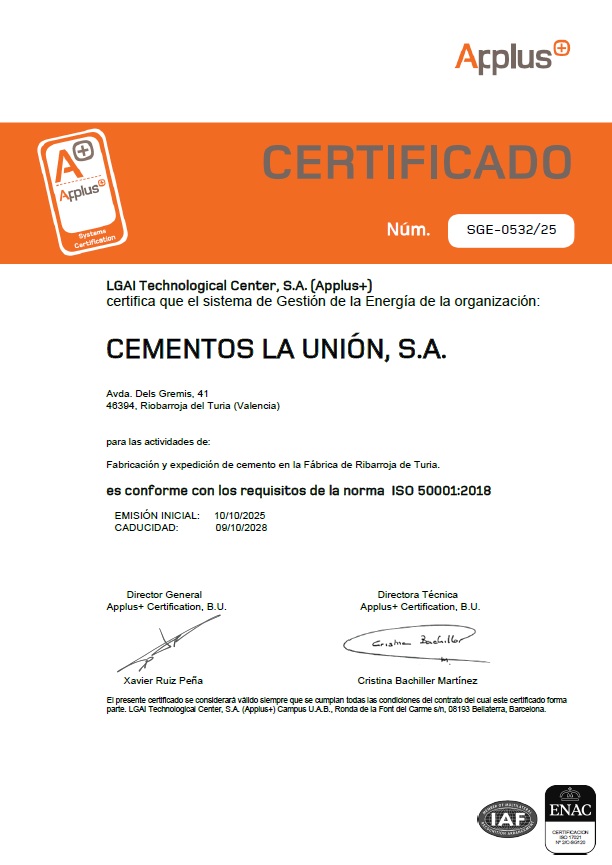 Certificaciones CEMENTOS LA UNION